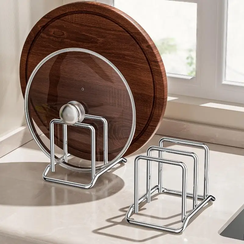 Stainless Steel Household Pot Lid Rack, Cutting Board Rack, Kitchen Cutting Board Storage Rack, Countertop Vegetable Board Rack