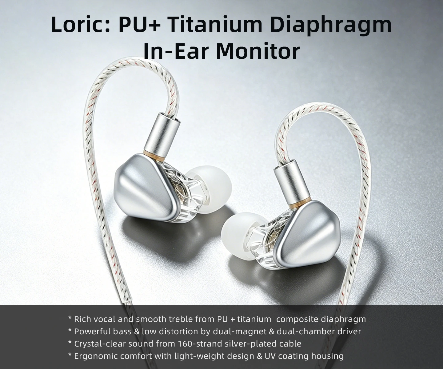 KEFINE Loric PU + Titan-Verbundmembran-In-Ear-Monitor-Kopfhörer mit abnehmbarem 0,78-mm-2-Pin-Anschluss – Detail 1