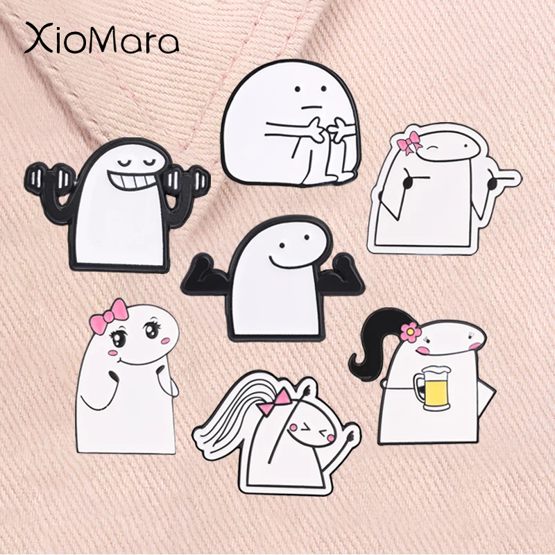 Divertidos pines de esmalte con meme de Flork, insignias de gimnasio, fitness, entrenamiento, músculo, mancuerna, para solapa, mochila, joyería, regalo para amigos