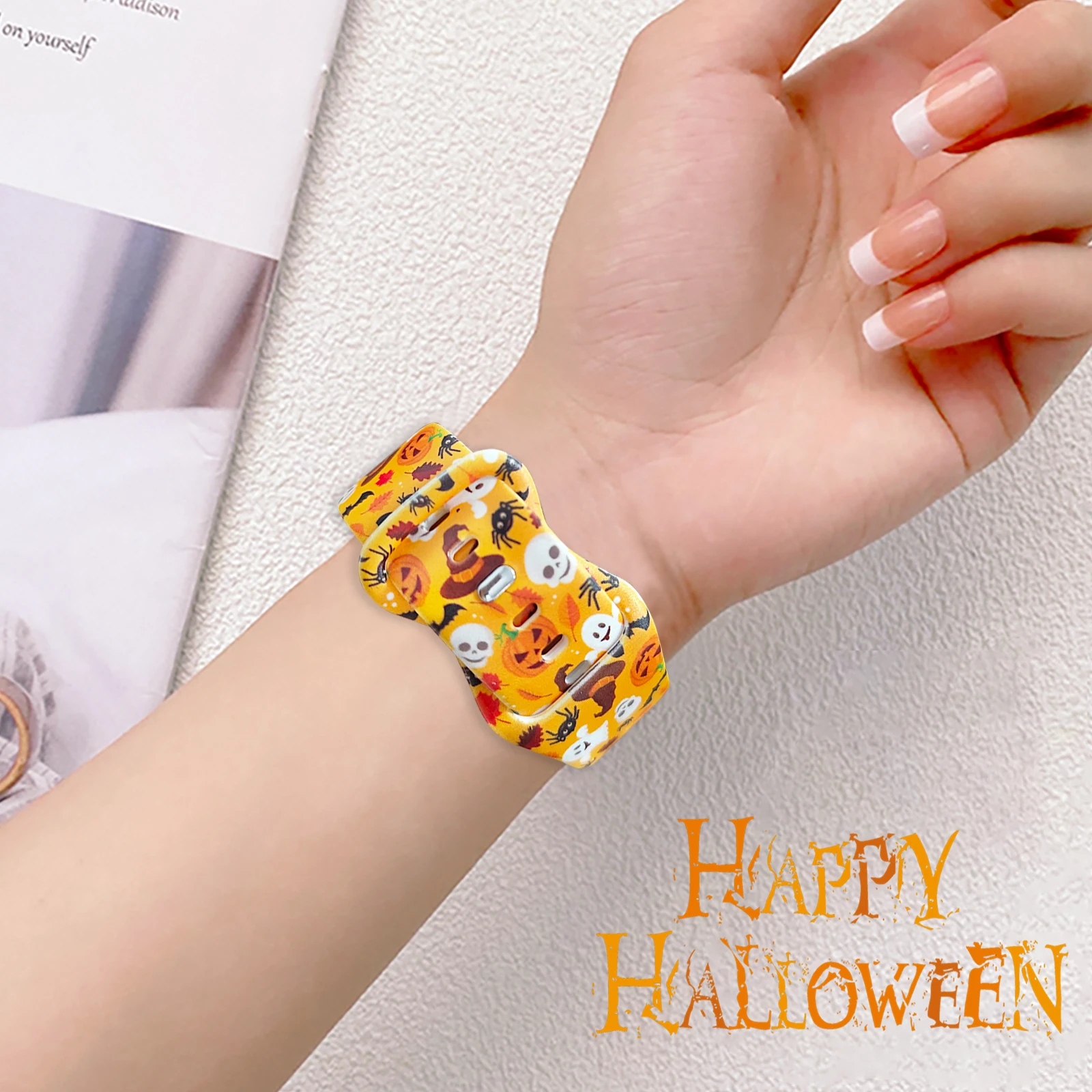 Correa limitada de Halloween para Apple Watch, pulsera reemplazable de silicona para iWatch de 49mm, 45mm, 44mm, 42mm, 9, 8, 7, SE, 6