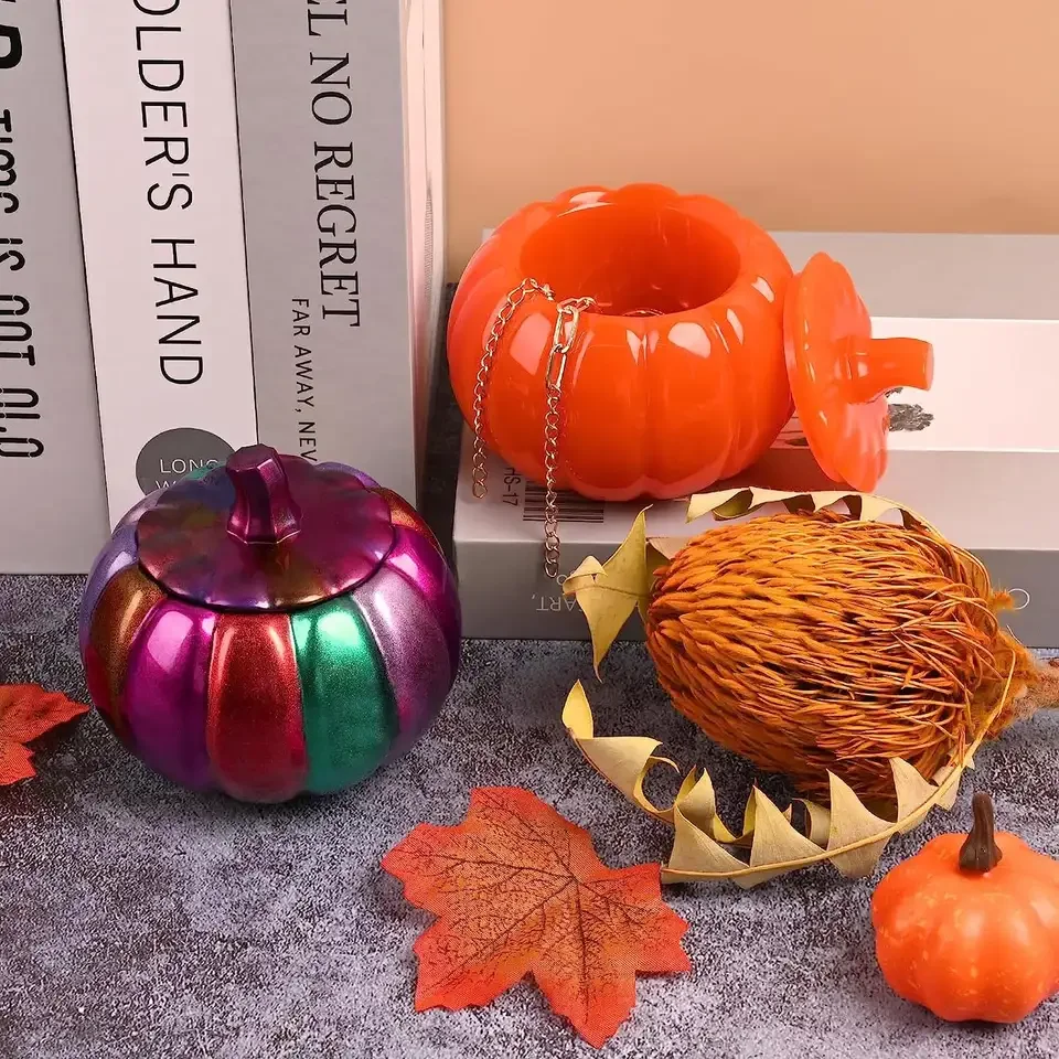 

Creative Pumpkin Storage Box Aromatherapy Candle Silicone Mold Halloween Plaster Cement Epoxy Resin Cake Molds Home Ornaments