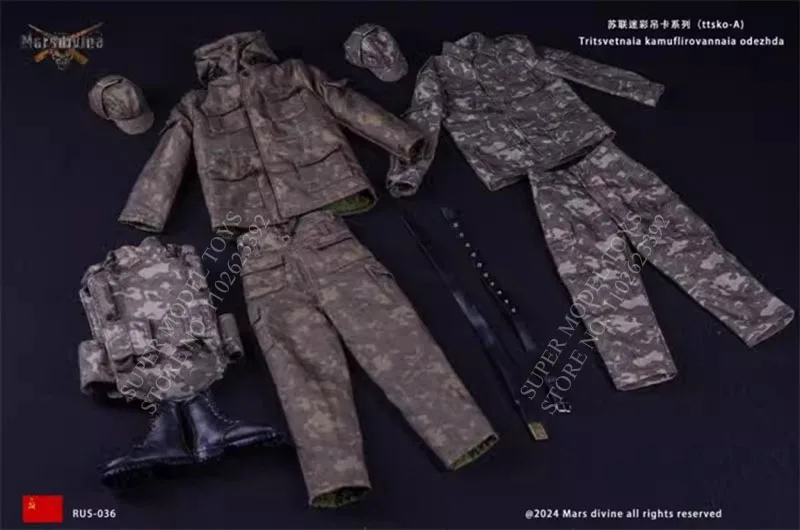 Marsdivine RUS-036/037 1/6 Scale Men Soldier Soviet Camo Collection Set Jungle Combat Uniform For 12'' Action Figure Model Toys