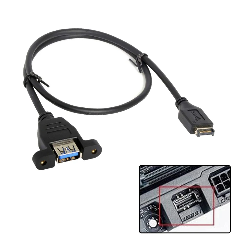 

USB 3.1 Type E Front Panel Header To USB 3.0 A Female Adapter PC Desktop Motherboard Extension Cable with Mount Screw