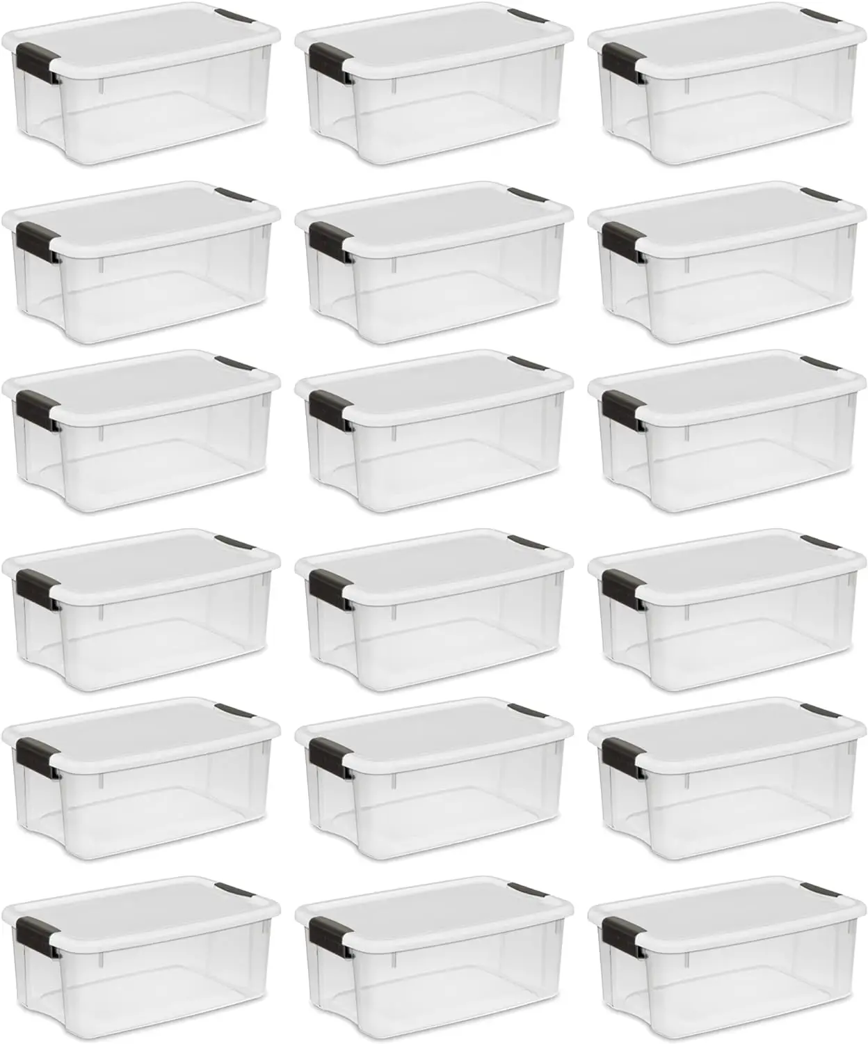 

18 quart super lock box, stackable storage box with lid, plastic container with heavy-duty lock, 12 packs