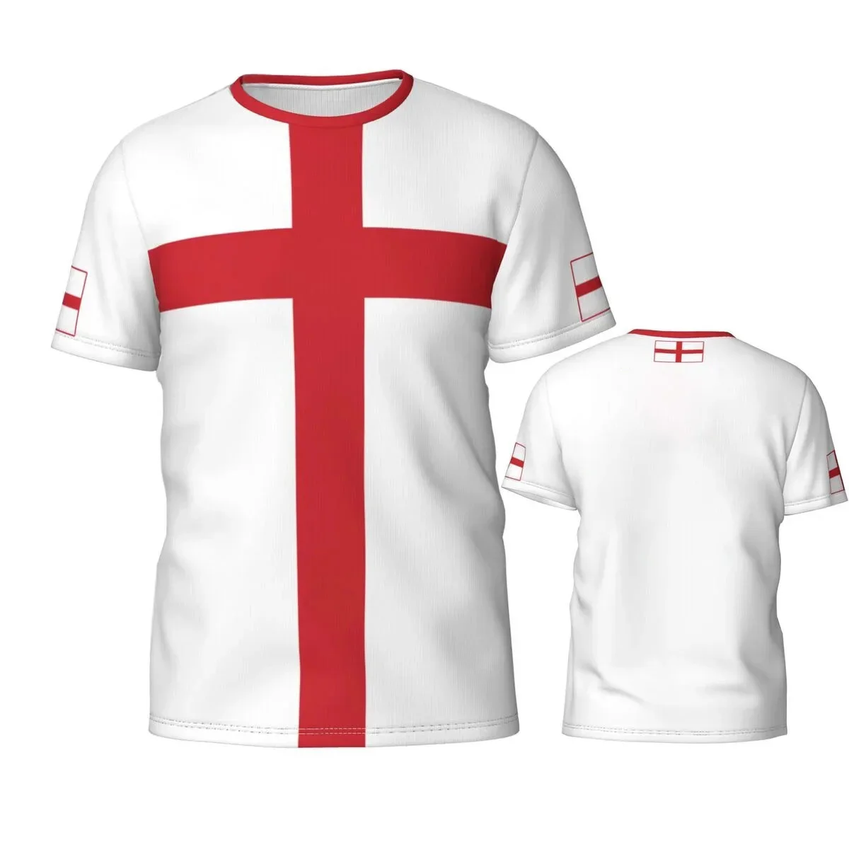 2024 New England Flag Graphic 3D Printed T-shirt England National Emblem Trend Men's Tops  National Day Gifts Personalized Tee