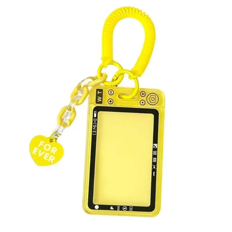 R53C Photocard Holder Card Case with Pendant and Retractable Spring Coil Keychain