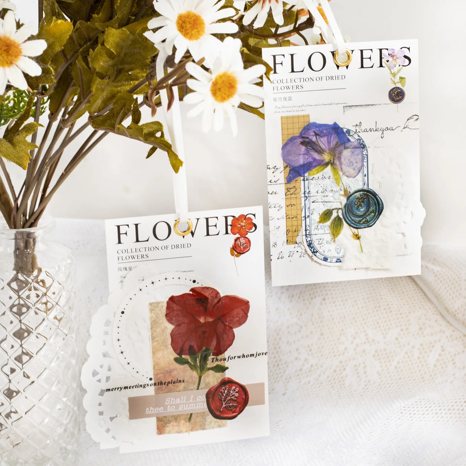 40 Pcs/pack Dry Flowers Design Waterproof Decorative Stickers