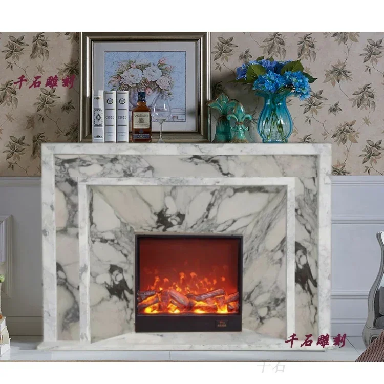 yh French mantel marble natural white fireplace stone living room stone carving customization