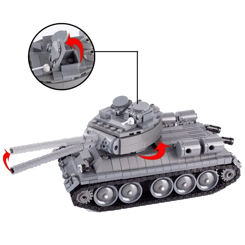 World War II Soviet MT-LB Infantry Fighting Vehicle Russian T34 Tank T64 Armored Vehicle T90 Tracked Car MOC Building Blocks Toy