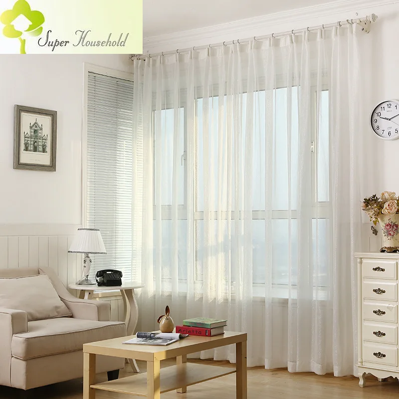 White Shiny Silver Tulle Curtains for Living Room Bedroom Window Screen Fabric Simple Modern Sheer Kitchen Roman Blinds Custom