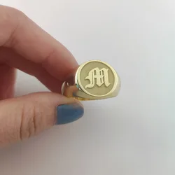 Custom Personalized 3D Engrave 26 Letter Logo 15mm Ring For Men Fashion Ring 925 silver Ring For Family Gifts