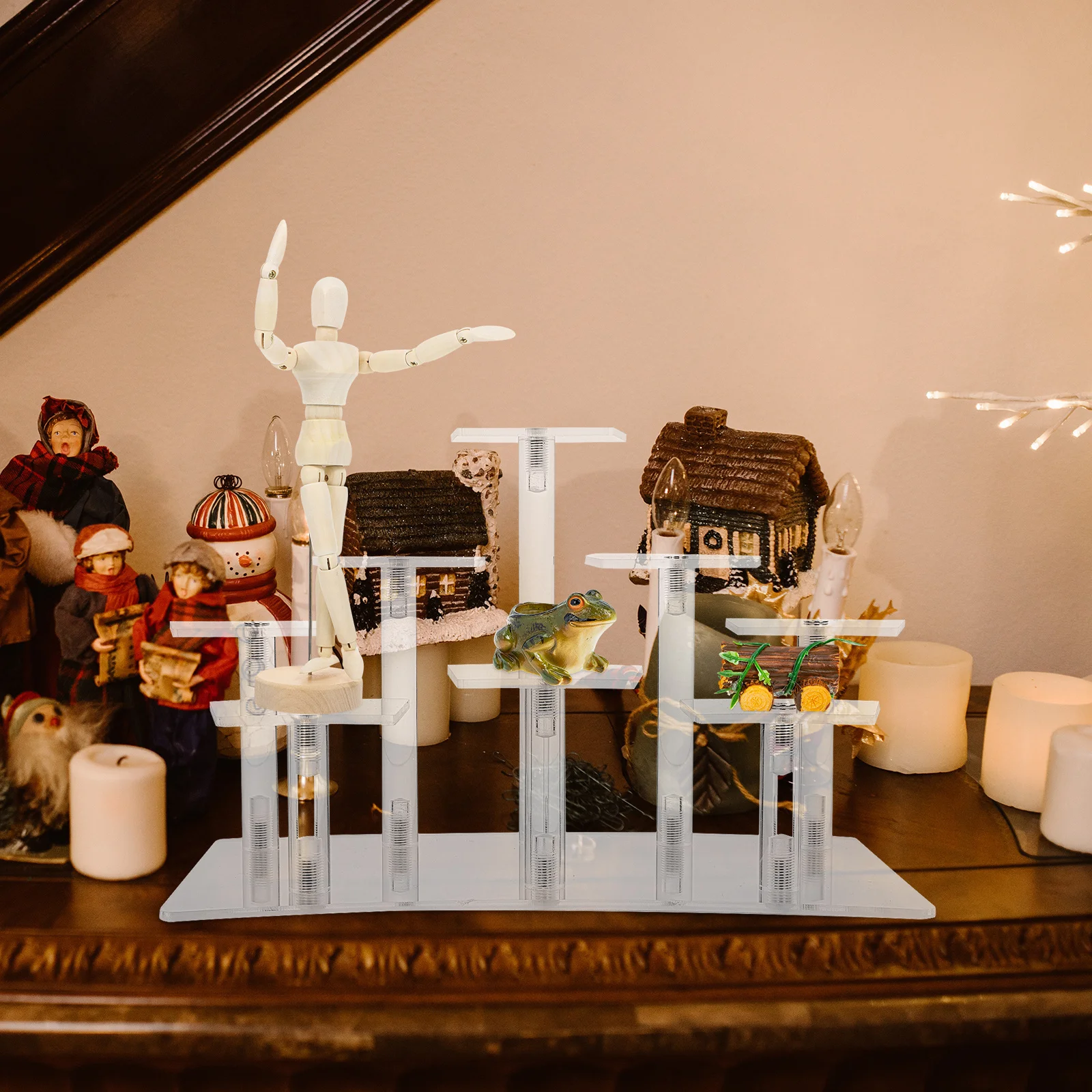 

Clear Acrylic 8-Step Display Rack Stable Storage Organizer for Collection Figures Jewelry Protection Display Stand Shelf