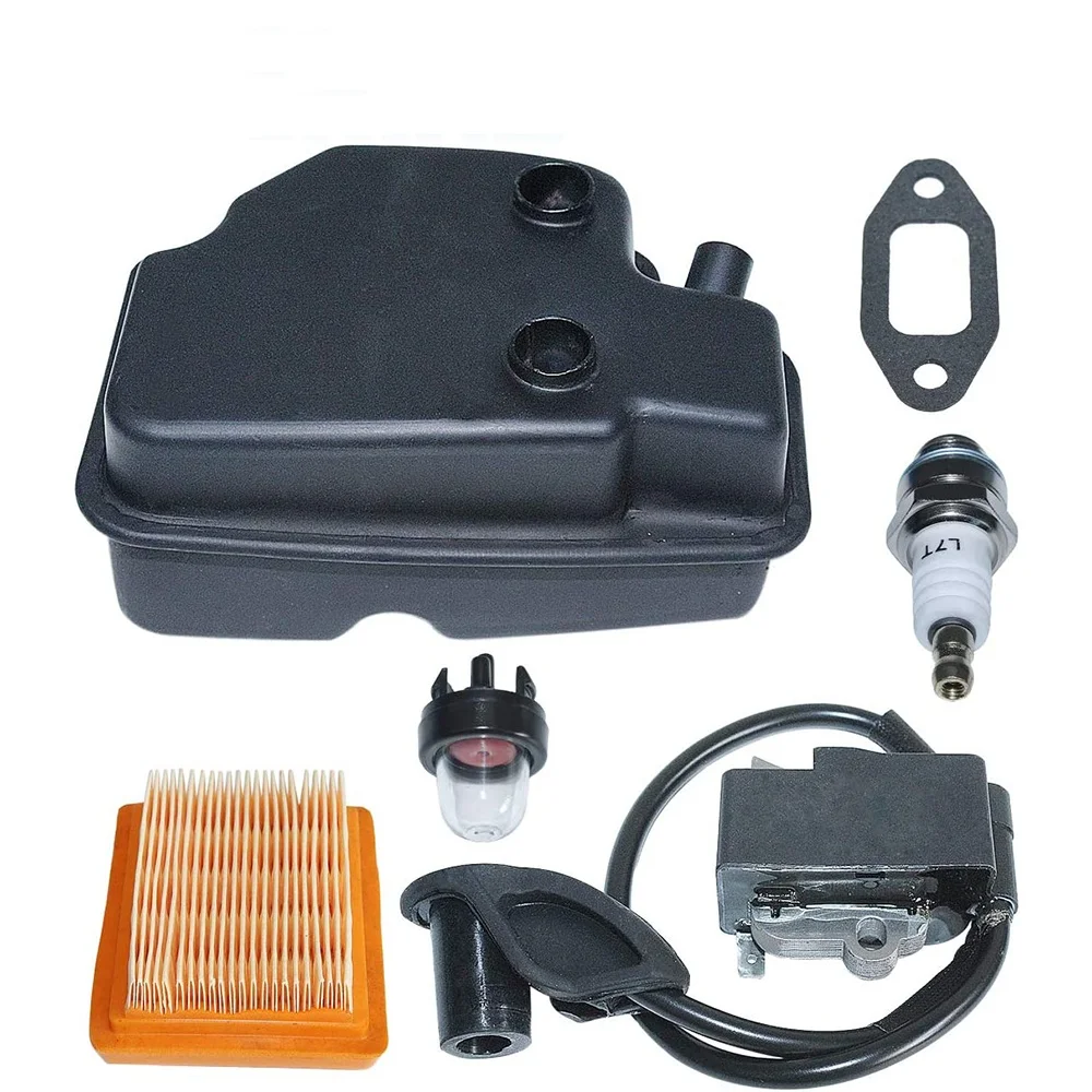

Exhaust Muffler Ignition Cokil Kit For Stihl Fs120 Fs200 Fs250 Engine W/Air Filter Spark Plug Primer Bulb Gasket