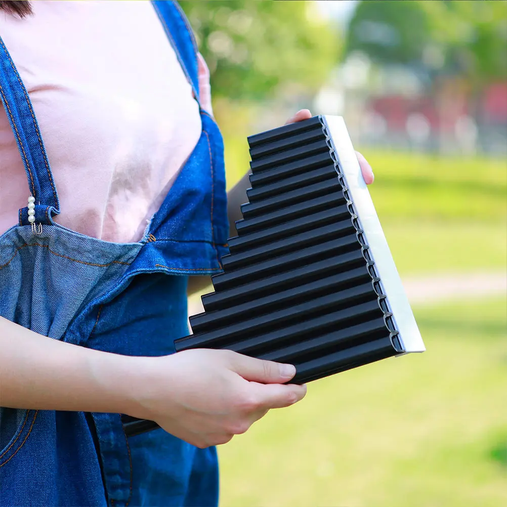 

Pan Flute Instrument Pot Chinese Old Fashioned Finger Musical for Beginners Pipes Black Student