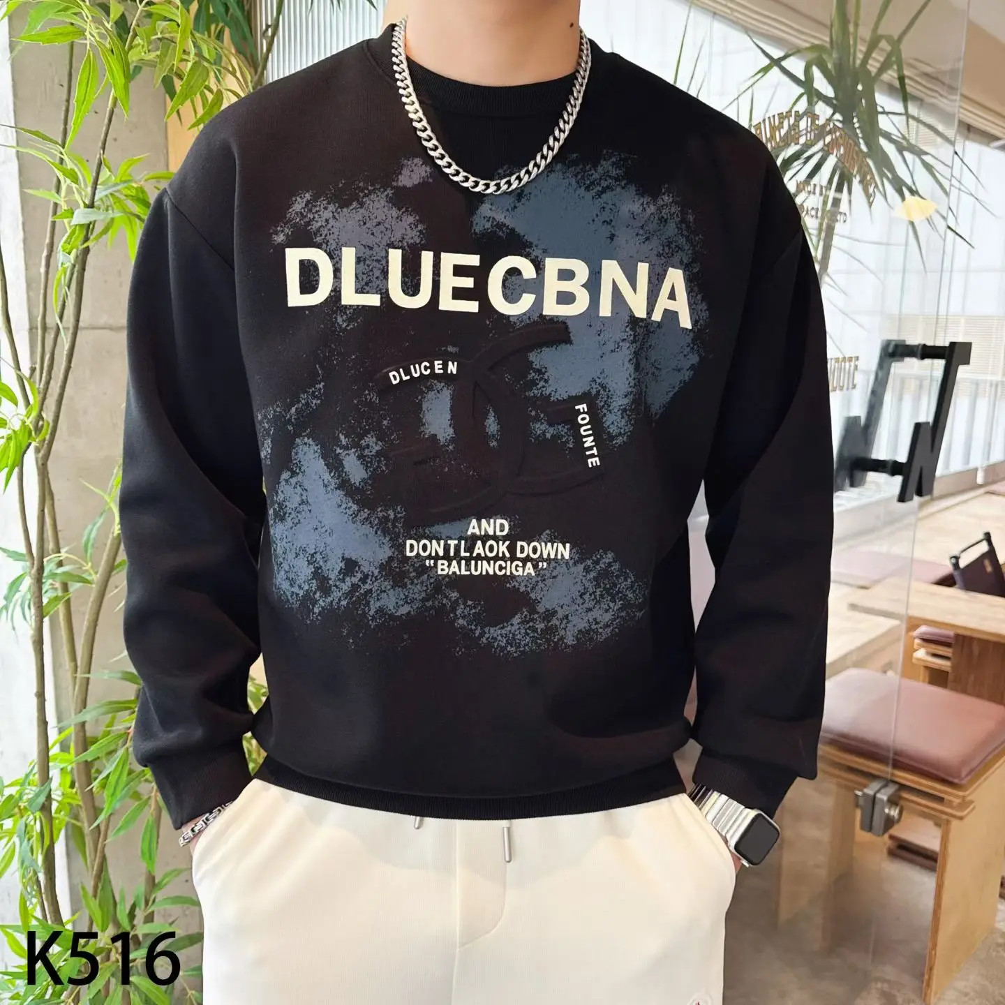 

Men's Sweatshirt New Fashion Casual American-Style Crew Neck Pullover Top Winter Trendy Embossed Loose Streetwear Brand Clothing