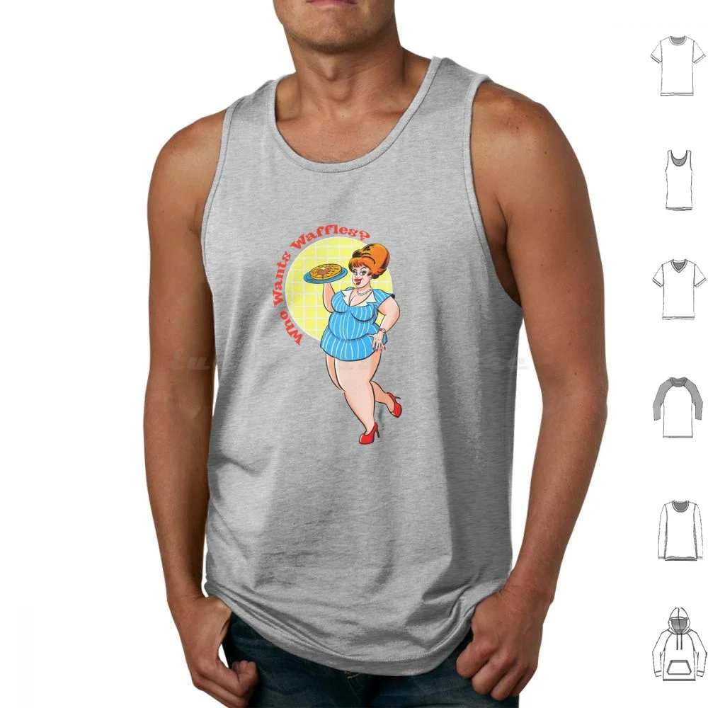 Who Wants Waffles ? Tank Tops Print Cotton Pinup Curvy Bbw Big Girls Waffles Curvy Pinup