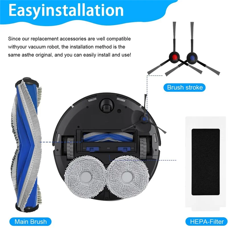 JDZD لـ Ecovacs Deebot T30 Omni، T30 Pro Omni، T30 Max مكنسة كهربائية فرشاة جانبية رئيسية قطع غيار فلتر Hepa