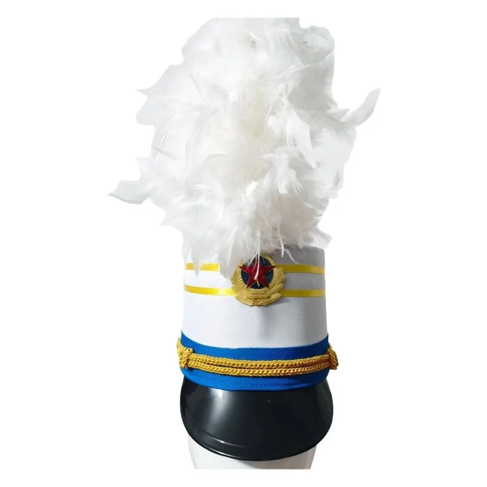 Stylish Drummer Hat Striped Marching Band Guard Parade Cap Drum Band Hat Performance Costume