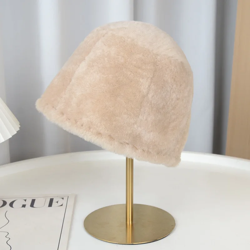 Premium Genuine Sheepskin & Wool Hat for Women, Ultimate Windproof Warmth for Cold Weather, Cozy Winter Bucket Hat