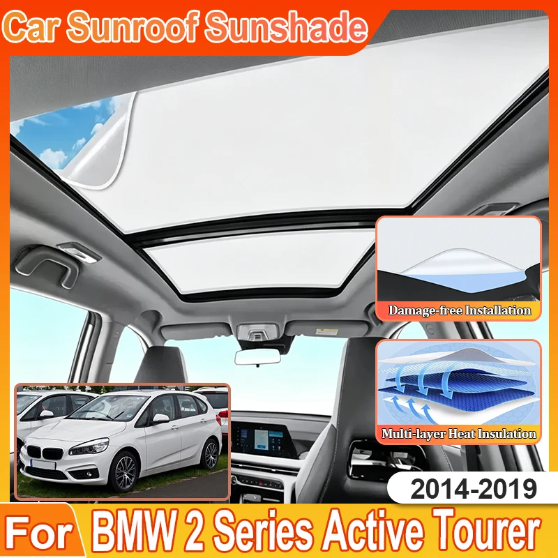 Car Sunroof Shades For BMW 2 Series Active Tourer Accessories F45 2014~2019 Electrostatic Adsorption Suede Sunroof Cover Anti-UV