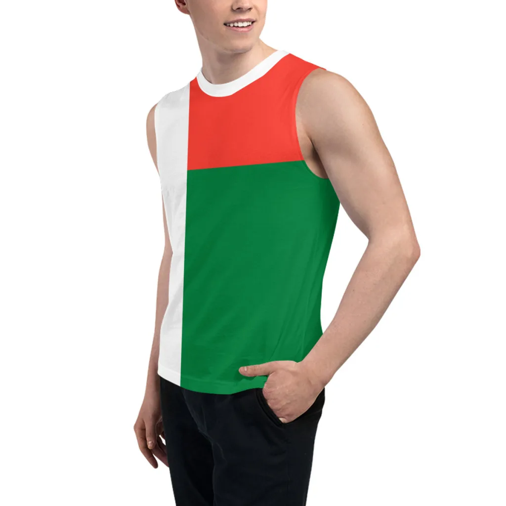 بلا أكمام تي شيرت مدغشقر العلم ثلاثية الأبعاد الرجال الفتيان التي شيرت صالات رياضية تانك القمم اللياقة البدنية ركض كرة السلة سترة تدريب