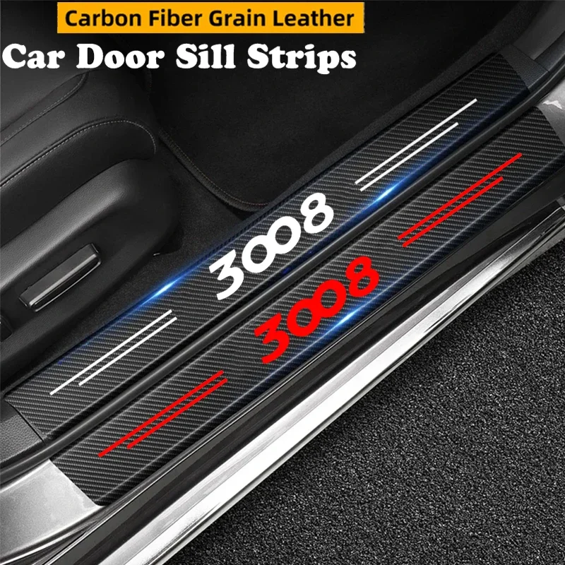 

Противоскользящая противоскользящая пленка из углеродного волокна для защиты багажника, защитные наклейки для Peugeot 3008, логотип для передней и задней двери