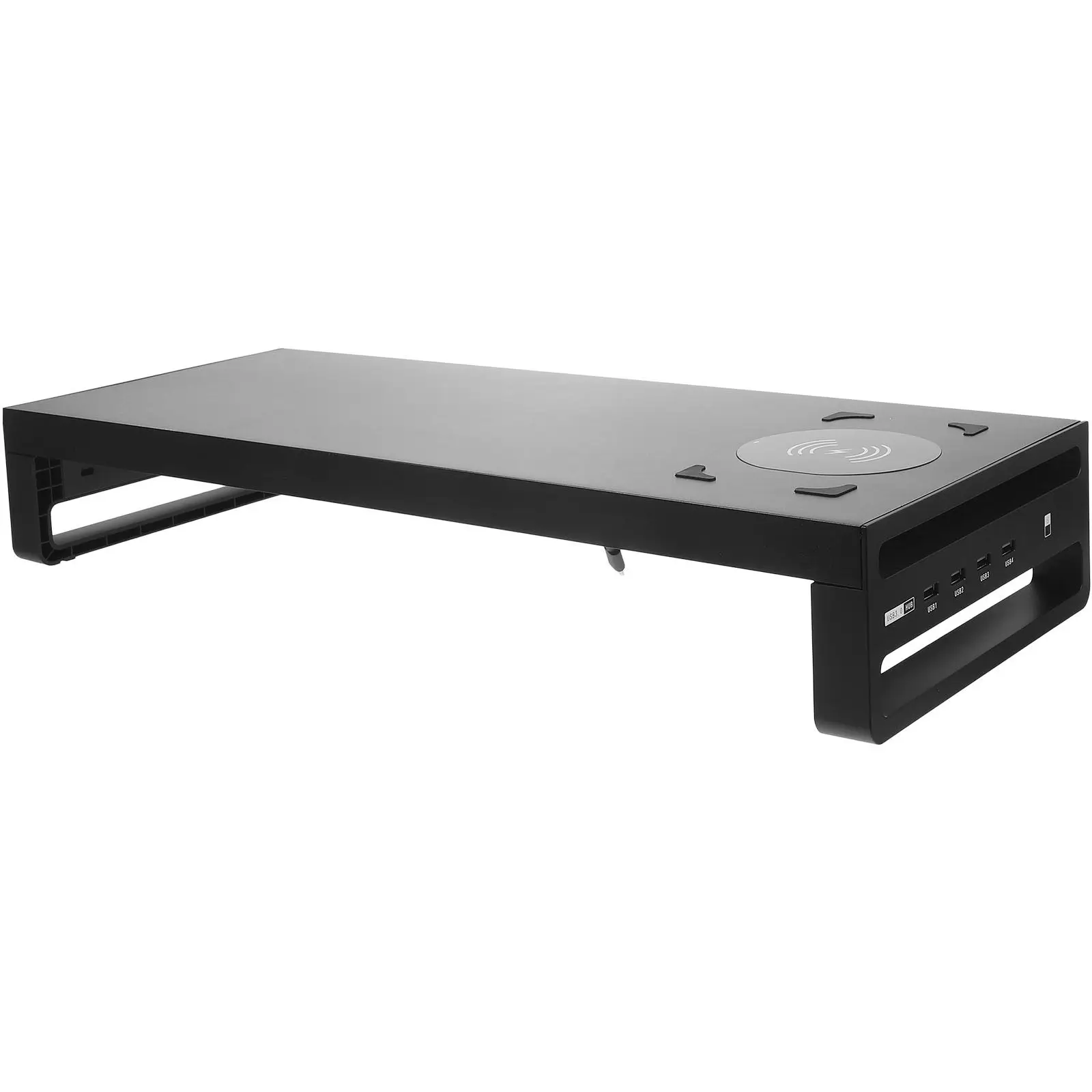 Aluminum Monitor Riser Support Stand for Laptop Desktop TV Screen Elevated Shelf with 4 USB Hub Fast Charging Pc Storage