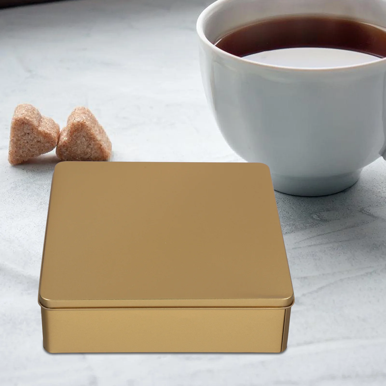 صندوق تخزين الحلوى المربع الفارغ، مادة صفيح قابلة لإعادة الاستخدام، صندوق حلوى الحلوى المزخرف، علبة من القصدير مع غطاء