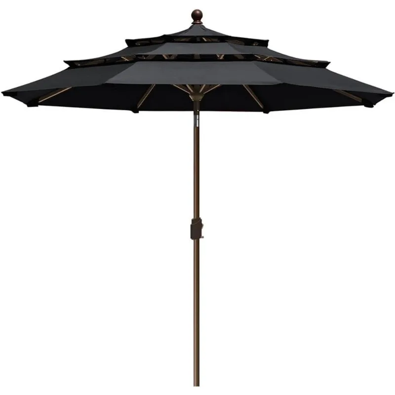 

EliteShade USA 9Ft 3 Tiers 10-Year-Non-Fading Sunumbrella Outdoor Table Umbrella with Ventilation,Black