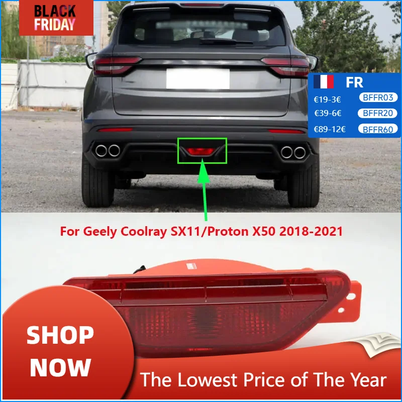 For Geely Coolray SX11/Proton X50 2018 2019 2020 2021 Car Tail Rear Bumper Fog Light Brake Lamp