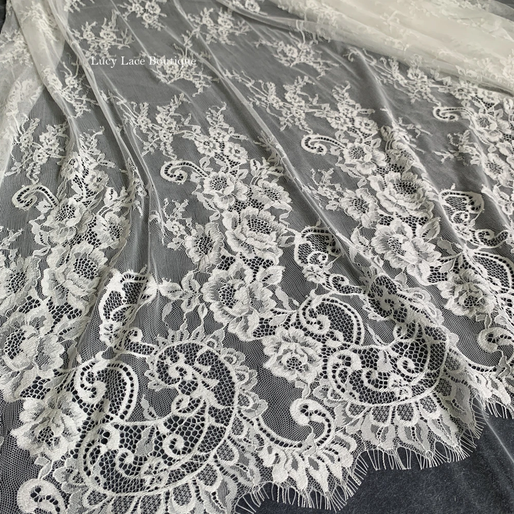 3 Meters Long Soft Lace Fabric Florals Elegant Lace Material for Clothing Dress Sewing DIY Width 150CM