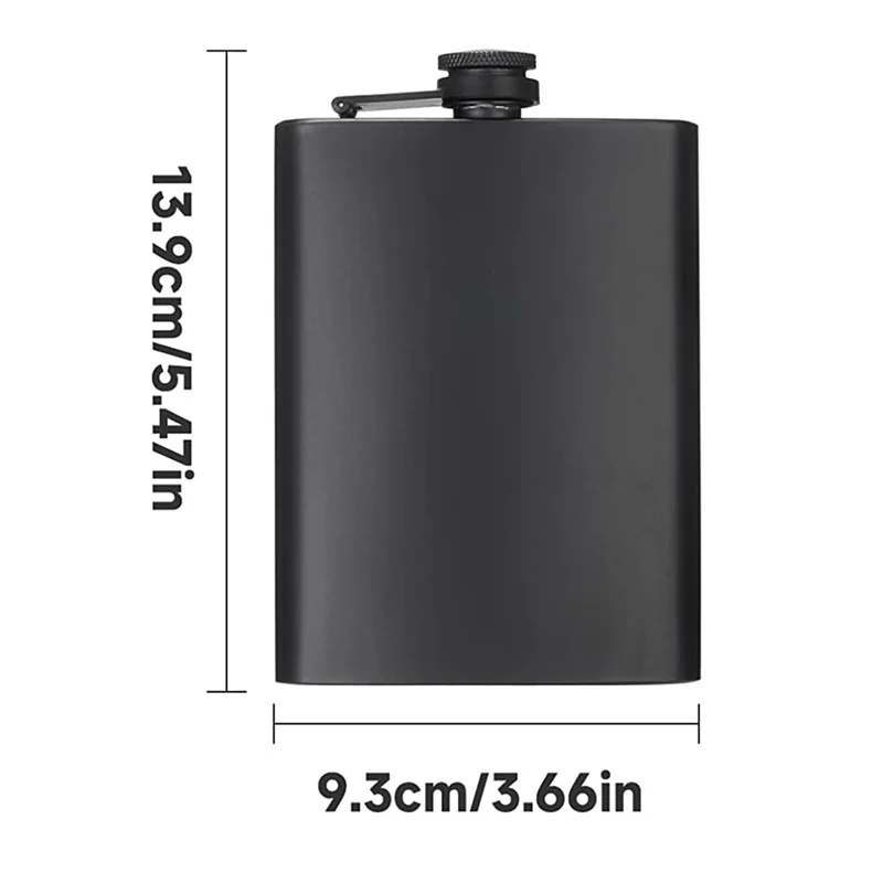 2 Pack Hip Flasks for Liquor, 8 Oz Stainless Steel Leakproof Thin Flasks with Funnel for Men & Women (Matte Black)