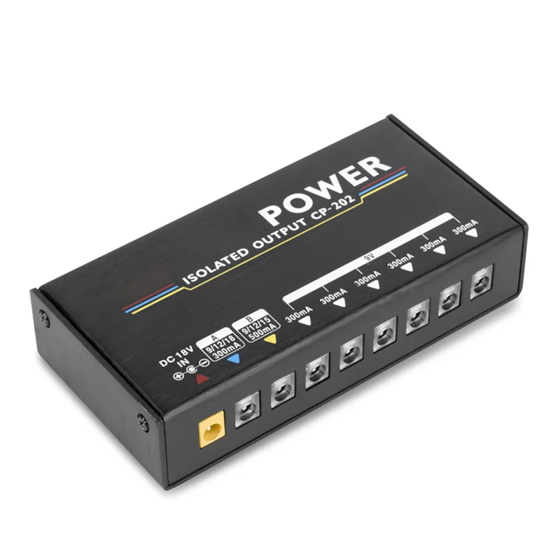 

B04C-CP-202 Guitar Effect Pedal Power Supply 18W 8 Outputs 9V/12V/15V/18V Truly Isolated Includes Adapter And 10 Cables