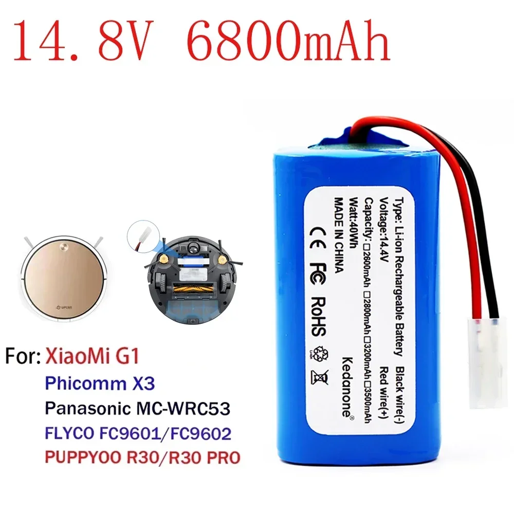 

New 14.8V 6800mAh H18650CH-4S1P Li-ion Battery Pack For XIAOMI MIJIA Mi Robot Vacuum-Mop Essential G1 MJSTG1, SKV4136GL R30 R35