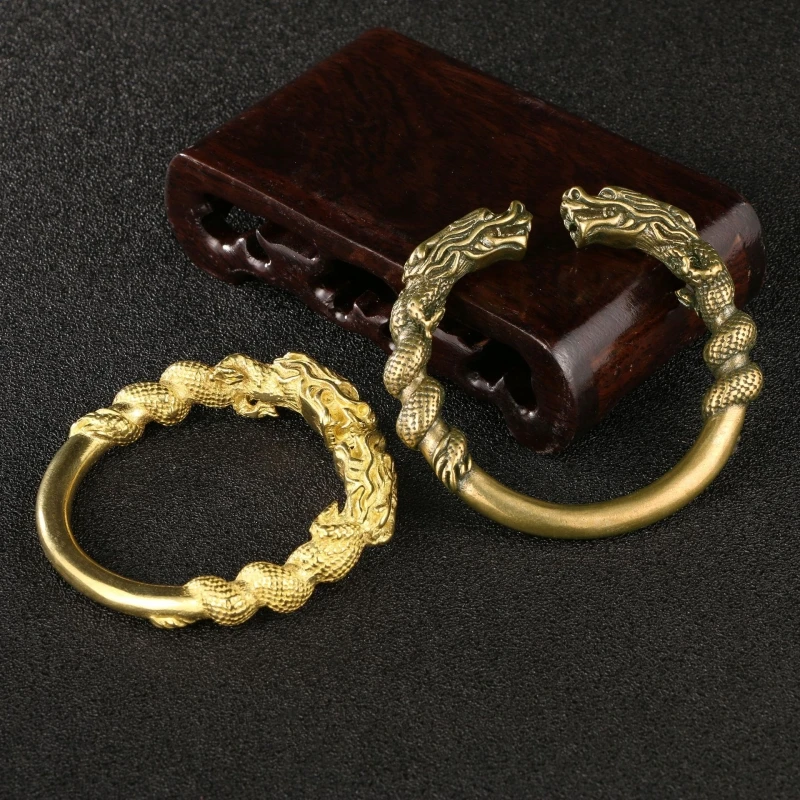 Vintage And Domineering Dual Head Pure Brass Open Bracelet