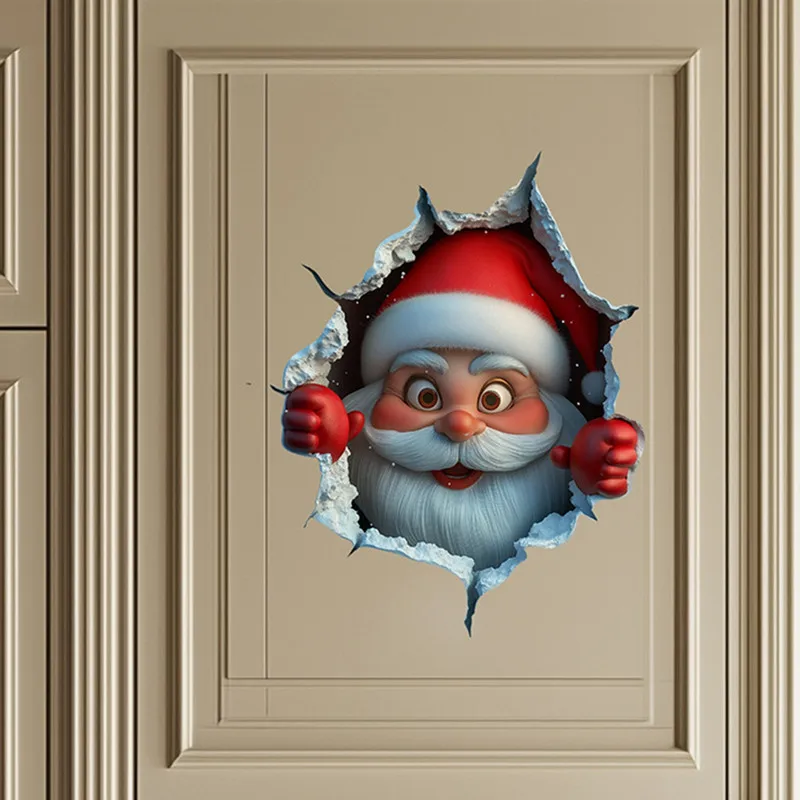 Christmas Wall Sticker Santa Claus Wall Decal Window Clings Wall Decor for Home Holiday Party