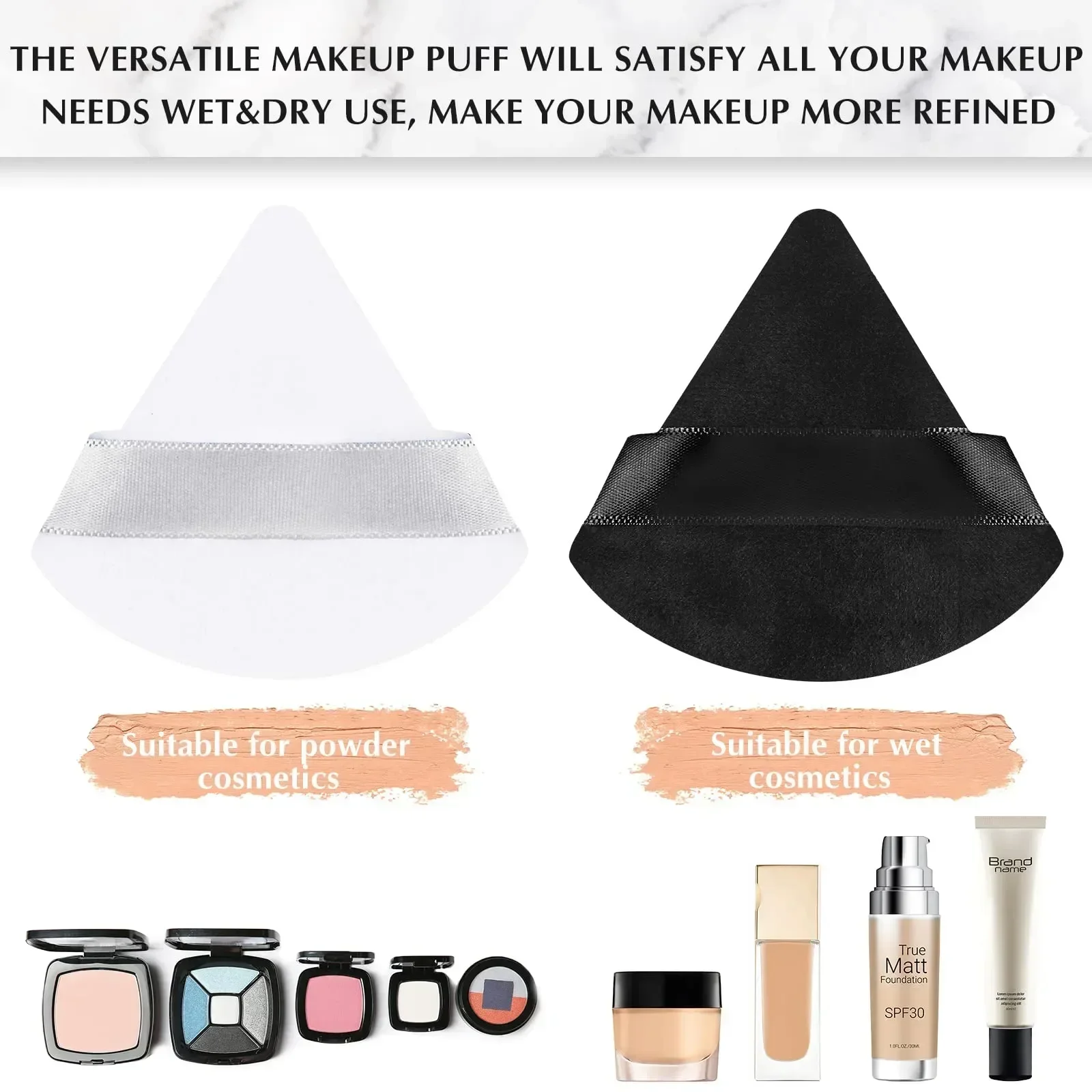 10/20PCS Triangle Velvet Powder Puff Pizza Flours Mini Face Makeup Sponge Cosmetics Washable Lightweight Makeup Tool