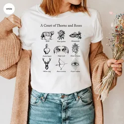 Maglietta Acotar una maglietta corte di spine e rose Sarah J Maas Velaris Tee Book Lover t-Shirt Unisex camicie Casual regalo Bookish