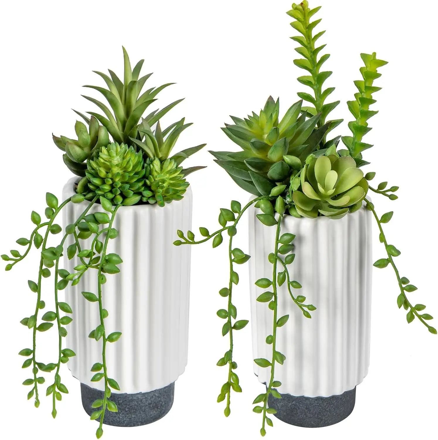 

2-Pack Faux Succulents in Ceramic Pots for Desk or Shelf Decor
