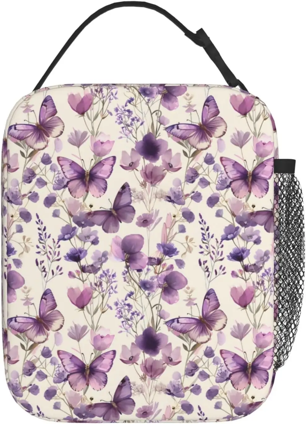 Graceful Butterfly Lunch Box for Women Adults Kids, Insulated Cooler Polyester Pretty Butterfly Lunch Bag
