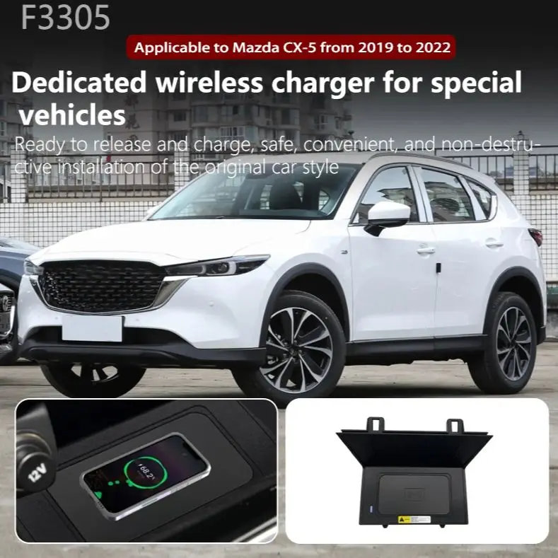 

Foforfor QI car wireless charger For Mazda CX-5 2019-2022 Wireless Charger Car Phone Holder for iphone/Andorid