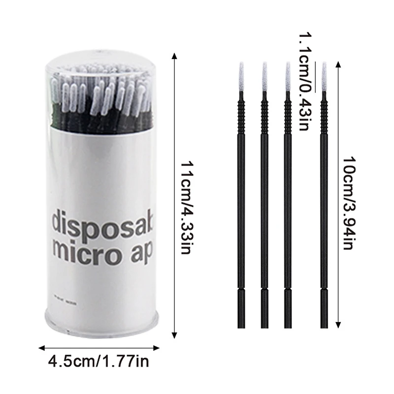 100 STKS Wegwerp Micro Borstel Applicator Microswabs Voor Wimperverlenging Verwijderen Gereedschap, Mini Wattenstaafje Borstels Voor Make-up Een