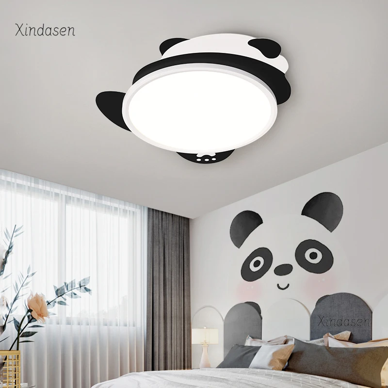 

Kawaii Panda Animal Ceiling Light Kids Room Boys Girl Bedroom Study Cute Cartoon Chandelier Baby Nursery Children Ceiling Lamp