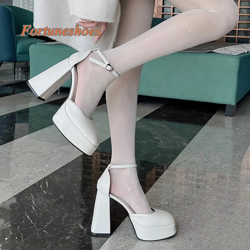 

Ankle Strap Cover Toe 9/12cm Pumps Chunky High Heel Autumn/spring Women Shoes 2024 New Arrivals Fashion Casual Runway Pumps