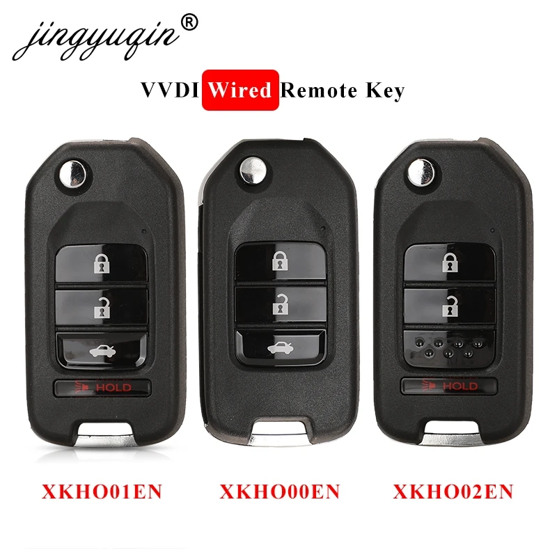 jingyuqin Xhorse VVDI XKHO00EN / XKHO01EN / XKHO02EN Wired Remote Key 2/3/4 Buttons for Honda Type Universal English Version