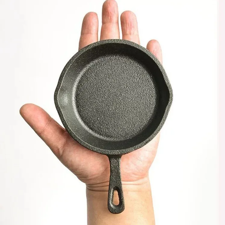 Olla de hierro fundido sin recubrimiento, sartén pequeña para huevos fritos, sartén antiadherente para el hogar, olla de hierro antigua, juego de utensilios de cocina para salpicaduras de aceite