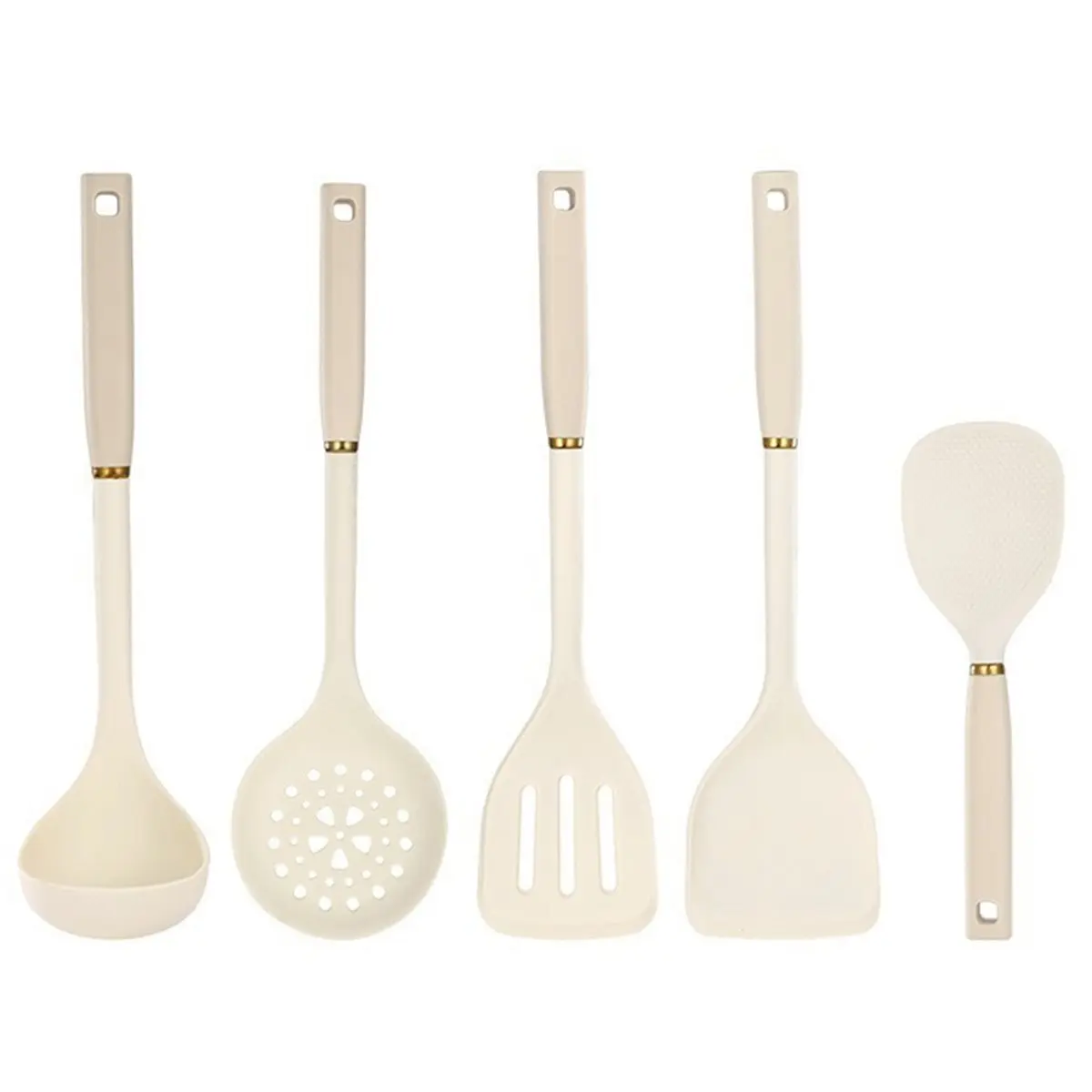 PROFESSIONAL USE Silicone Handle Kitchen Utensils Silicone Kitchen Utensils 5-Piece Set Silicone Shovel Spoon Colander Kitchen T