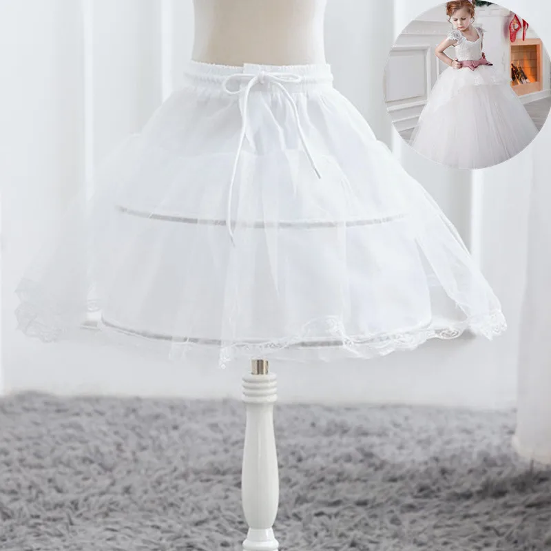 White Petticoat for Kids Girls Summer Skirt Petticoat 3 Hoops Princess Wedding Accessories Underskirt Petticoat for Girl Dress