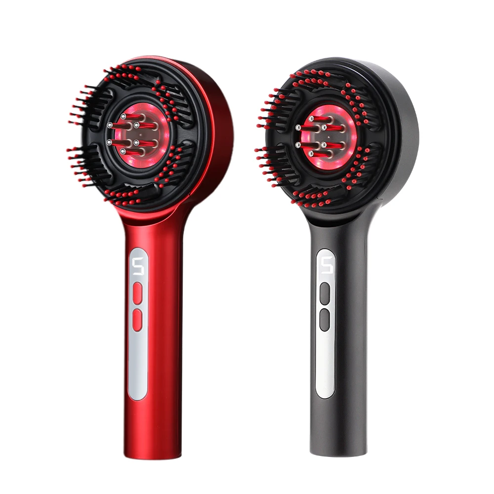 

Электрический массажер для головы, расческа для роста волос, расслабляющий массажер для кожи головы, красный, синий свет, аппликатор для масла, против выпадения волос, уход за волосами, расческа