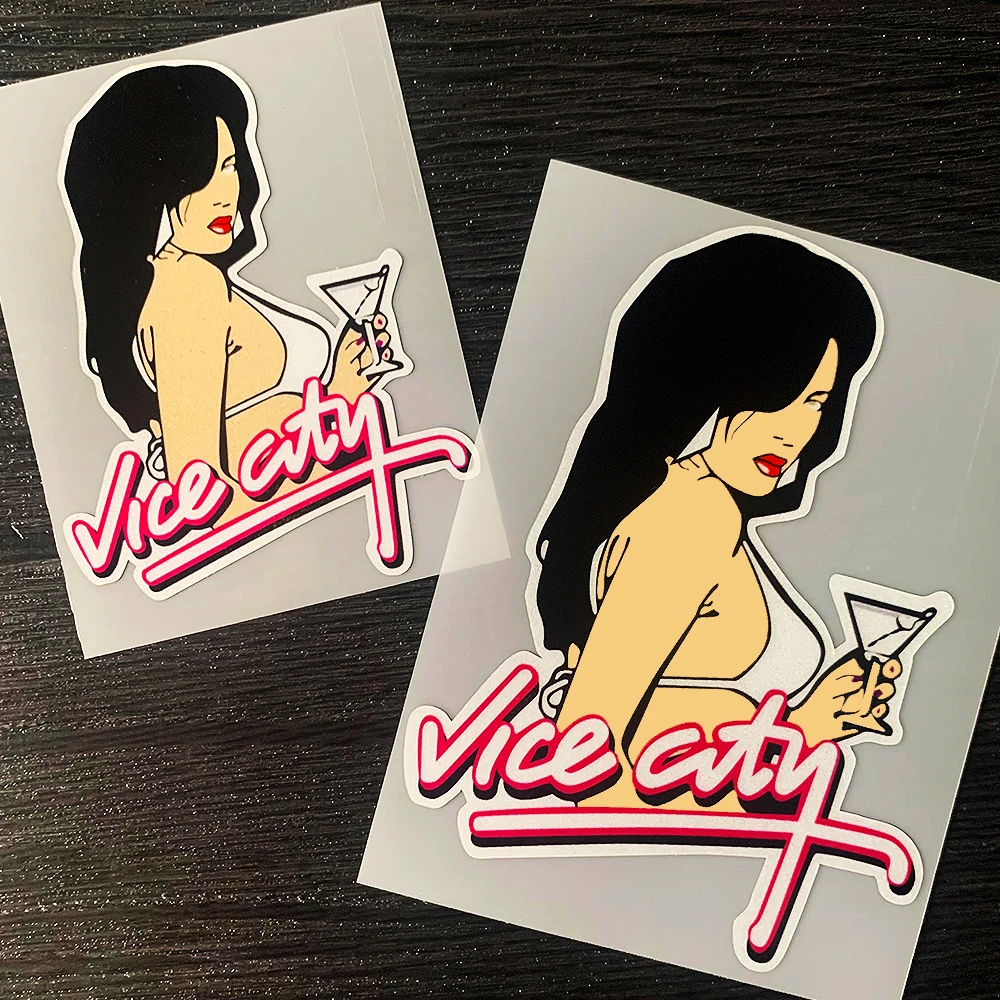 VICE CITY ملصقات دراجة نارية جذابة خوذة السيارة خزان الوقود الزجاج الأمامي الوفير ملصق مائي مقاوم للماء اكسسوارات لياماها KTM هوندا